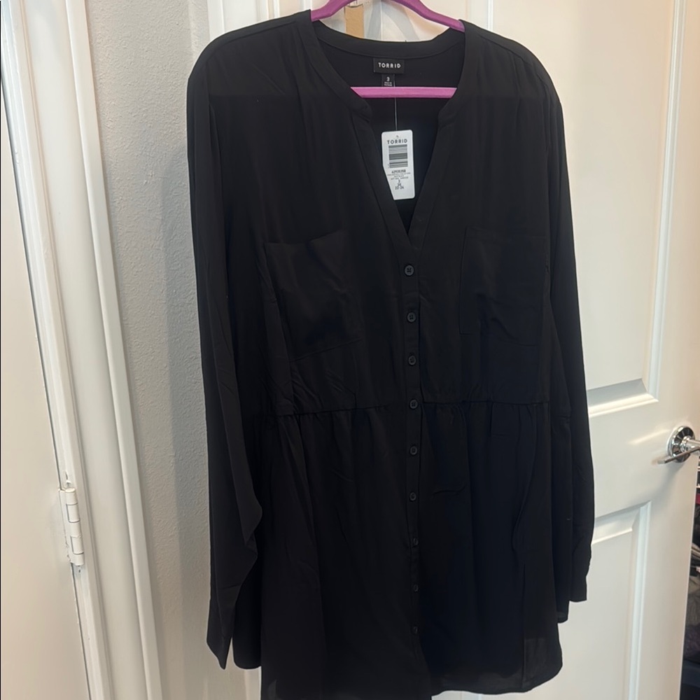 Torrid Classic Black Long Sleeve Blouse